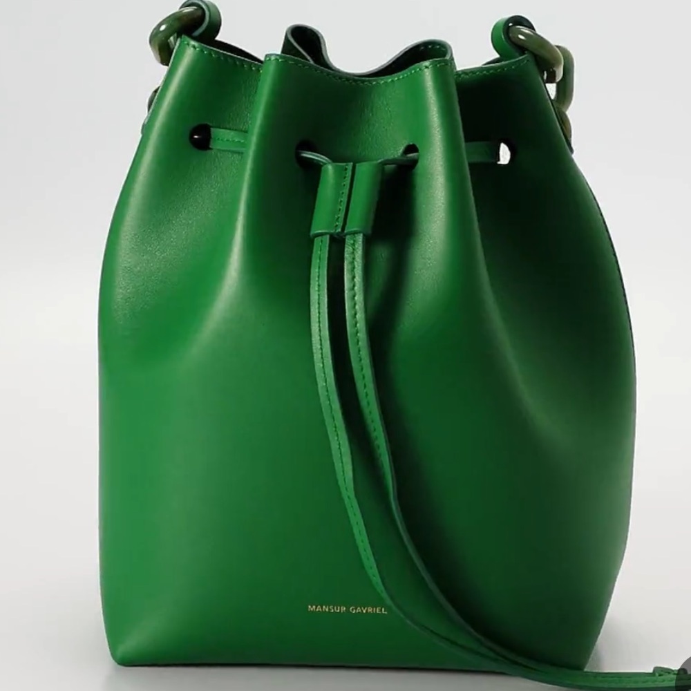 Mansur Gavriel Green Leather Bucket Bag